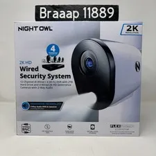 Night Owl 2K Wired Security System 4 Cameras 2TB DVR Night Vision 2-Way Audio