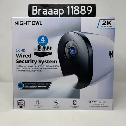 Night Owl 2K Wired Security System 4 Cameras 2TB DVR Night Vision 2-Way Audio