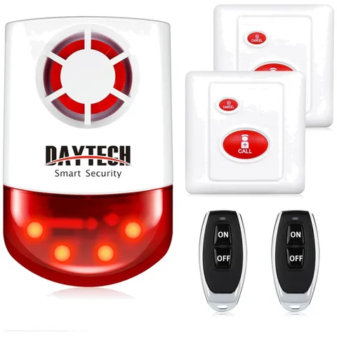 Panic Button Alarm System with Strobe Siren - 2 Remotes``