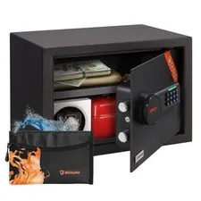 Family Electronic LCD Safe 9.84"H x 13.78"W x 9.84"D with Fireproof Bag, Home...