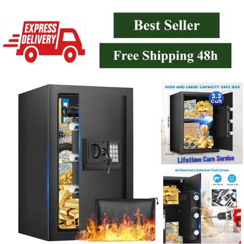 FOWORE 3.3 Cuft Digital Safe Box with Alarm System & Removable Shelf