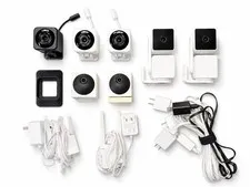 Lot of 7 Wyze Cam Pan v3s, Cam v4s, Cam Outoors & Cables, WiFi Security Cameras