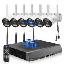 3MP Wireless Security Camera System, 6 Cameras Wifi Indoor Outdoor, AI Detection
