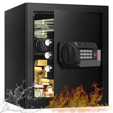 2.0 Cuft Security Safes for Home Use Fire and Water Proof, Steel Safe Box for...