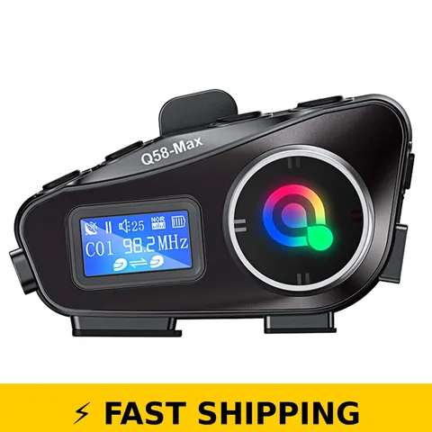 BTQILEYOO Motorcycle Bluetooth Headset, 500M Intercom, IPX6 Waterproof