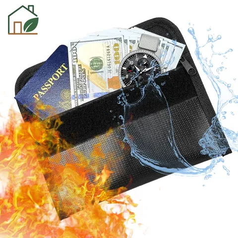 Fireproof Document Bag w/Zipper Small Waterproof Safe Cash Money Pouch Storage