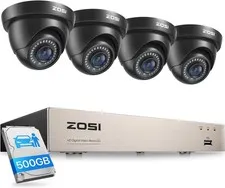 ZOSI 8CH 1080P Security Camera System with 500GB Human Car Detect Night Vision