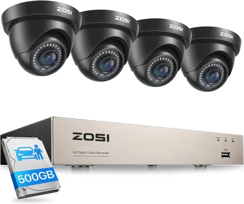 ZOSI 8CH 1080P Security Camera System with 500GB Human Car Detect Night Vision