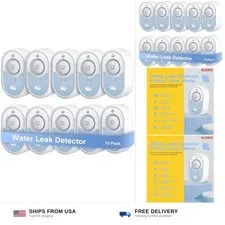 Water Leak Detector 10 Pack, 5-Year Battery Life, Water Alarm with Low Batter...
