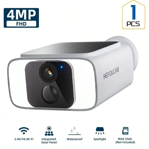2K Solar Security Camera Wireless Outdoor WiFi Color Night Vision 2-Way Audio