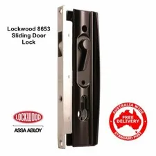 Lockwood Sliding Security Door Deadlock-8653BLK  Black NO CYL-FREE POST!