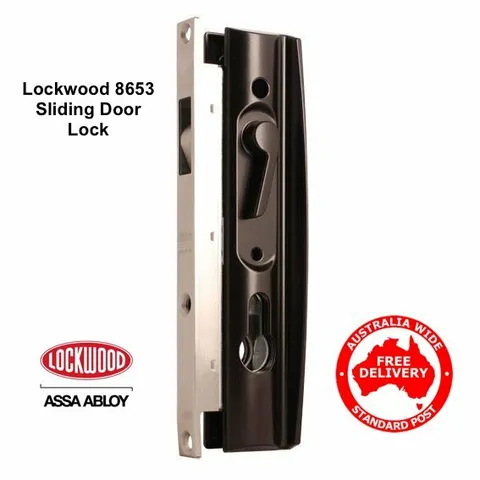 Lockwood Sliding Security Door Deadlock-8653BLK  Black NO CYL-FREE POST!