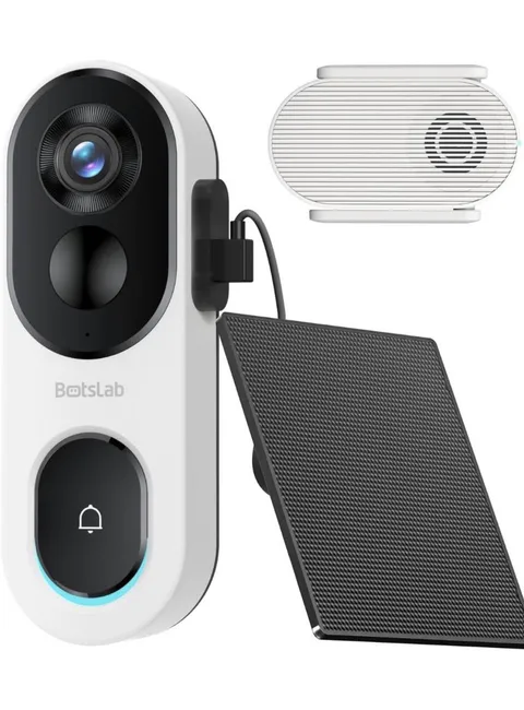 2K Doorbell Camera Wireless with Solar Panel, Nonstop Power Video Doorbell with