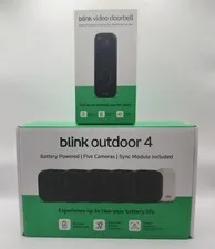 Blink Video Doorbell + 5 Outdoor 4 Smart Security Cameras + Sync Module Set NIB