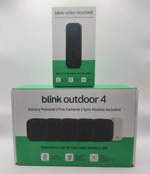 Blink Video Doorbell + 5 Outdoor 4 Smart Security Cameras + Sync Module Set NIB