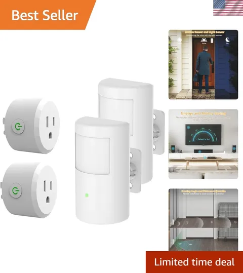 2 Pack Motion Sensor Switch with Outlet, PIR Wireless Motion Sensor Plug with...