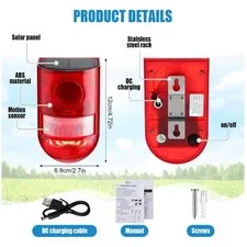 Waterproof Solar Sound & Light Alarm Driveway Security