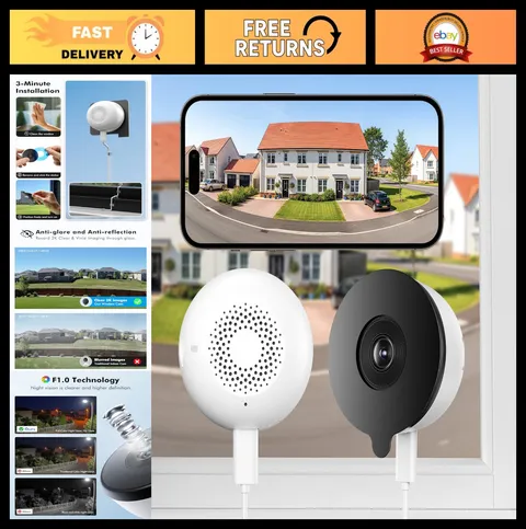 2 Pack 3MP 2K Window Security Cameras with Starlight Color Night Vision