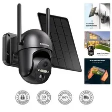 2K Wireless Solar Security Camera with 360° View and Color Night Vision