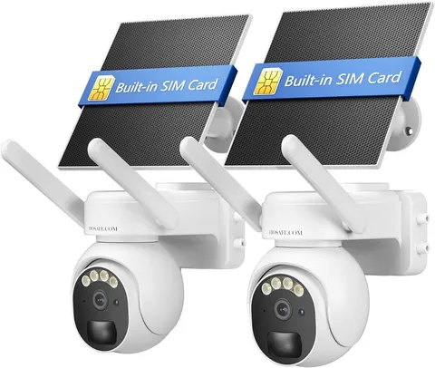 4G LTE Cellular Security Camera Outdoor Off Grid Solar 360 PTZ 2K 2 Cameras