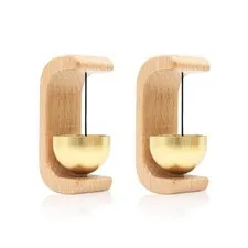 Magnetic Door Chime 2-Pack - Wooden Wind Bells for Opening, beech 
