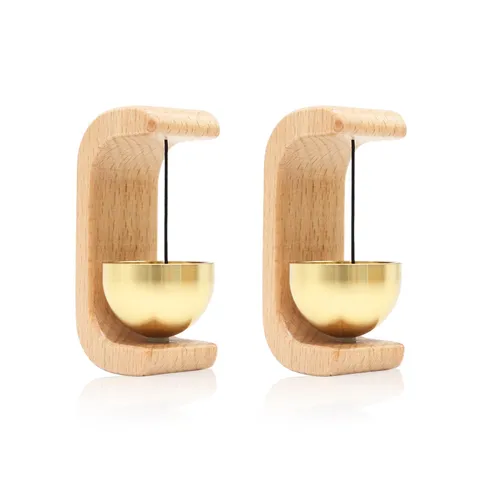 Magnetic Door Chime 2-Pack - Wooden Wind Bells for Opening, beech 