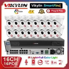 Vikylin SmartFind 4K 16CH POE NVR CCTV System 8MP Camera Full Color+IR Audio Lot