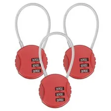 3-Pack Combination Locker Lock, 3 Digit Padlock for Gym/Luggage [Red]
