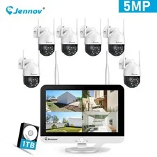 Wireless 5MP 10CH Monitor Two Way Audio WIFI Security Camera System Outdoor