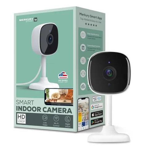Indoor Camera 1080p Wi-Fi Security Cam with Night Vision White 1-Pack