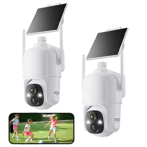 Dzees Security Cameras Wireless Outdoor, 2K Pan/Tilt 360° View Solar/Battery ...