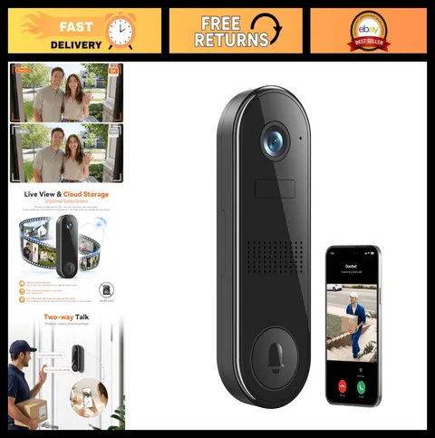 2K FHD Wireless Home Security Camera, Wi-Fi Video Doorbell, Smart Surveillance