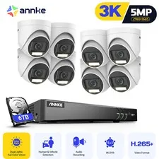 ANNKE 8CH 4K 8MP DVR 5MP Color Night Security Camera System Human Detection IP67