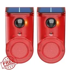 QXMH solar alarm siren, 2 pack, motion sensor