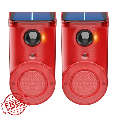QXMH solar alarm siren, 2 pack, motion sensor