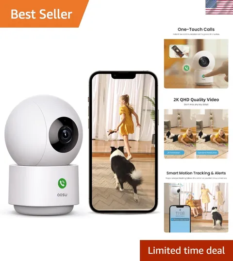 2K Security Camera Indoor, Baby Monitor Pet Camera 360-Degree for Home Securi...