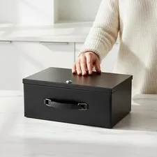 Portable Security Box with Handle Fireproof Lock Box for Jewelry Outdoor Car