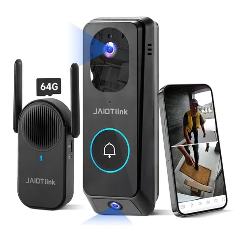 2K Dual Lens Video Doorbell Camera Wireless with Chime, 64GB SD Card, Voice C...
