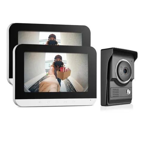 Video Intercom System, 7 Inch doorbell with Camera and Monitor, Video doorbel...