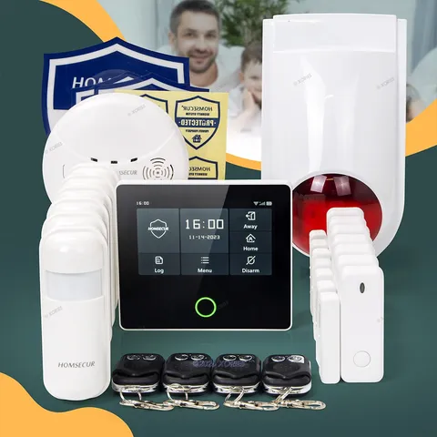 HOMSECUR Wireless WIFI 4G 2G LCD Home Security Alarm System+Wireless Flash Siren