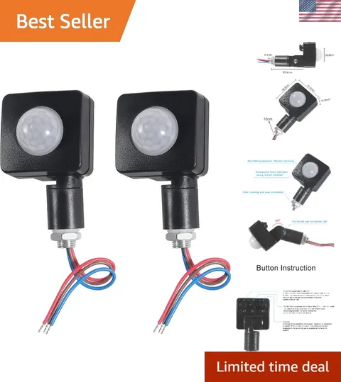 2PCS Human Body Infrared Sensor Adjustable PIR Motion Sensor Detector Outdoor...