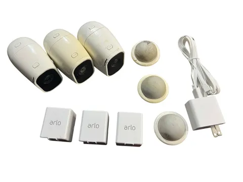 Arlo Pro 2 VMC4030P Security Camera Lot of 3 w/ Batteries Mounts Tested
