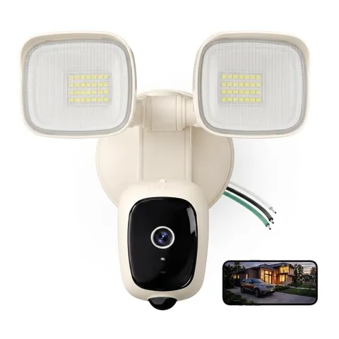 2K Wired Security Floodlight Camera, 3500LM Dual-Head Outdoor Security Camera...