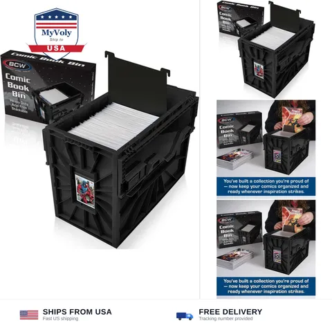 BCW Comic Bin, Black - Holds 150 Comics, Acid Free Storage and Organizer, Hea...