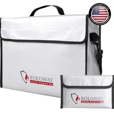 Fireproof Document Safe & Cash Bag - Large Water-Resistant 15x12x5 Inches
