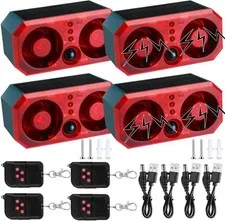 4 Pcs Solar Outdoor Motion Sensor Alarm Motion Sensor Animal Deterrent Dog