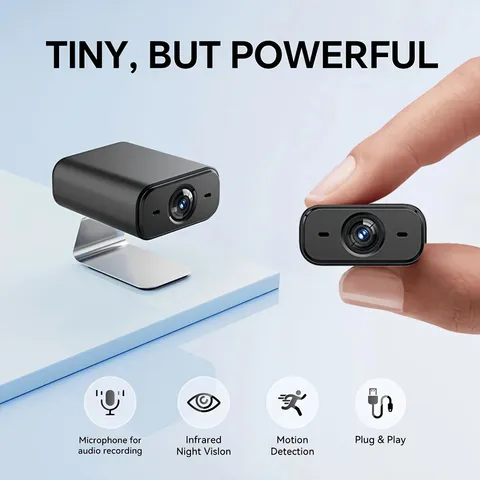 Wireless Mini Indoor Security Camera, 2.4GHz Wi Fi, Night Vision, USB Powered