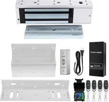 Door Access Control System 1200lbs Magnetic Lock Kit with ZL Bracket 4 Remotes