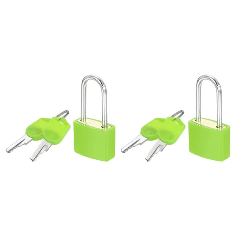 2 Pcs Padlock with Keys Long Shackle Waterproof Keyed Locks Green