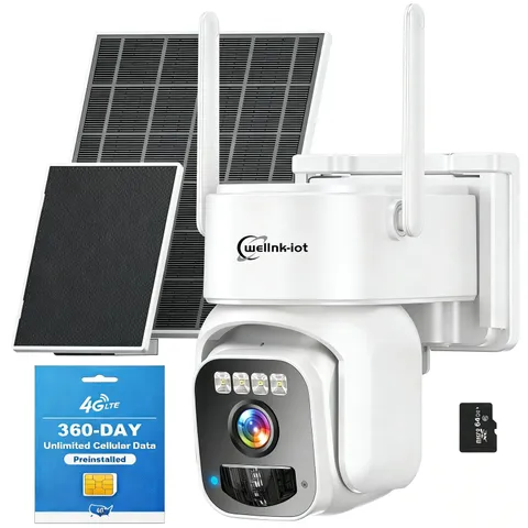 4G LTE Cellular Solar Security Camera w/ 360 day unlimited data, No WiFi surv...